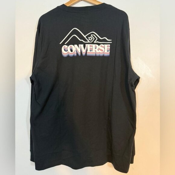 Converse Black Long Sleeve T-Shirt - Mountain Logo - Size XL - Picture 4 of 8
